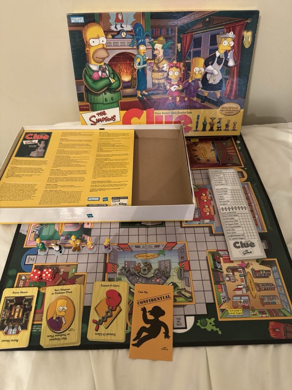 The Simpsons Clue 2nd Edition Board Game 2002 Complete Collectible Miniatures